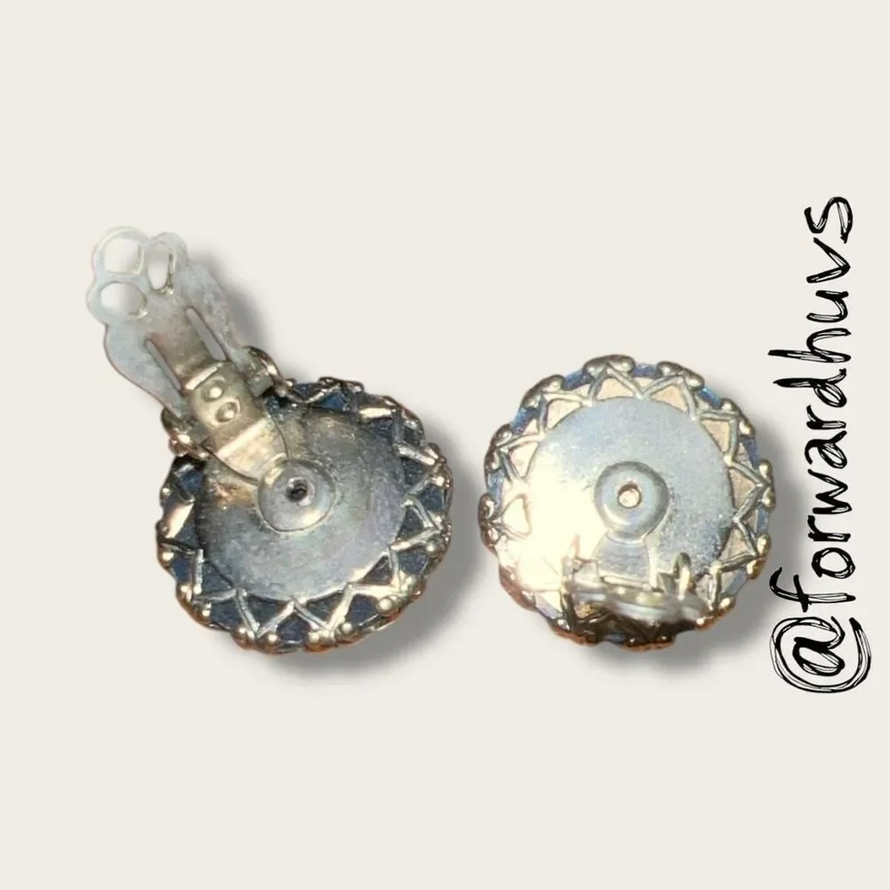 Bundle Sale 3 for $15 | Vintage Faceted Round Blue Glass Clip-On Earrings